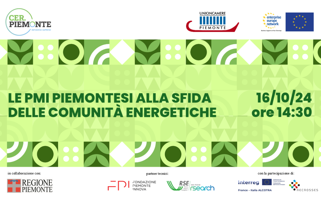 Le PMI Piemontesi alla sfida delle Comunità Energetiche Rinnovabili – 16 ottobre
