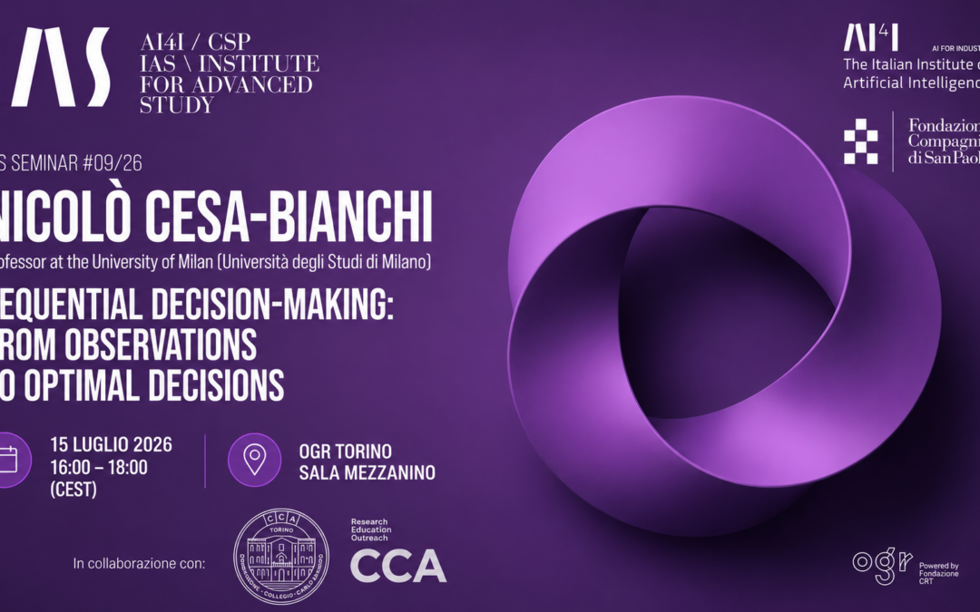 Come l’intelligenza artificiale impara a decidere: a Torino il seminario con Nicolò Cesa-Bianchi 15 luglio
